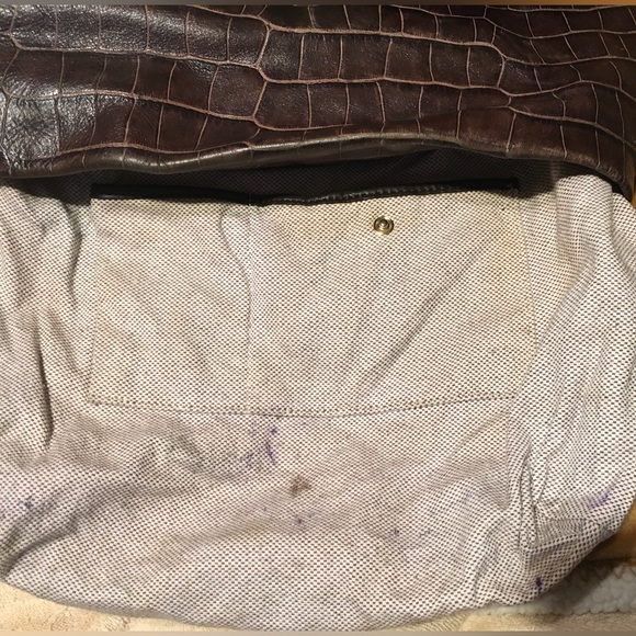 Dooney Bourke Croc Embossed Leather Hobo Shoulder Handbag Clip Lock w/Key Fab - Picture 16 of 16